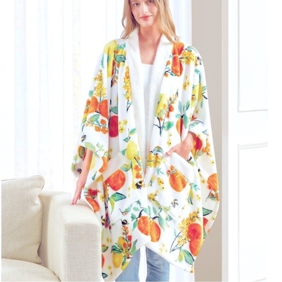 Bee Wrap Lemon Orange Citrus Robe House Coat Robe Plush Deep Pockets NEW in Box - Picture 1 of 6